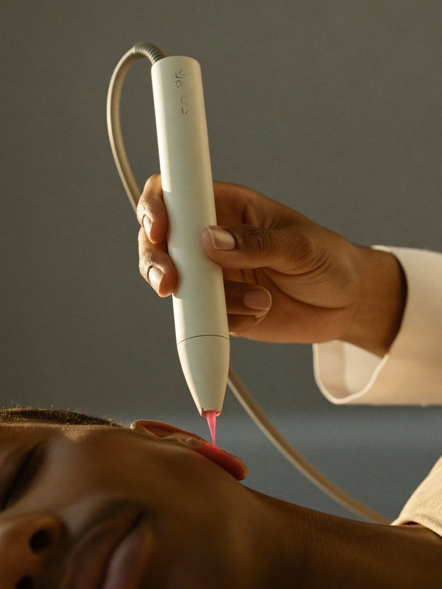 Stimulation laser douce d'un point auriculaire